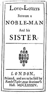 Title page of Love Letters between a nobleman & his sister