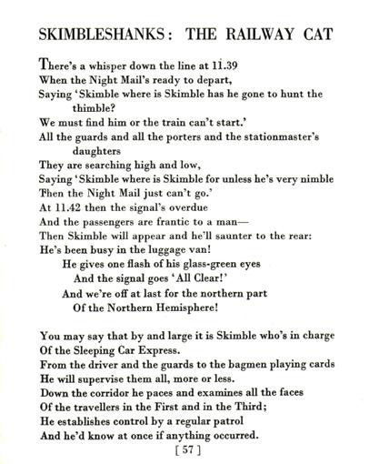 text of TS Eliot's poem Skimbleshanks