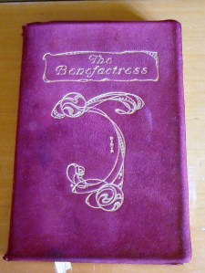 The Benefactress front cover showing gilded title & decoration