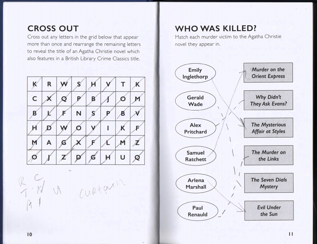 Page from The Pocket Detective showing an Agatha Christie quiz